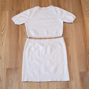 Tan Fleece Mini Skirt Set